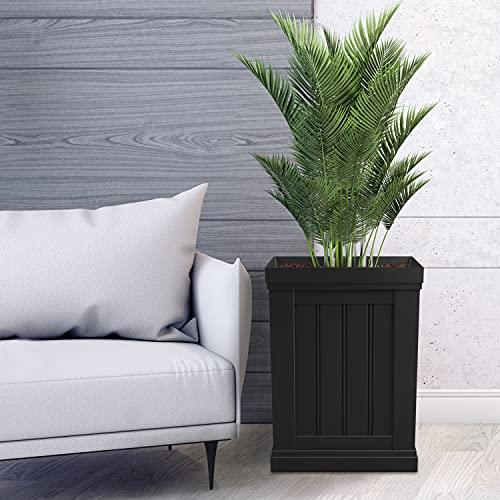 Verel 20 Inch Square Planter - Tall Planter with 32 Drainage Holes – Indoor and Outdoor Flower Pots for Front Door, Patio and Deck (Black) - CookCave