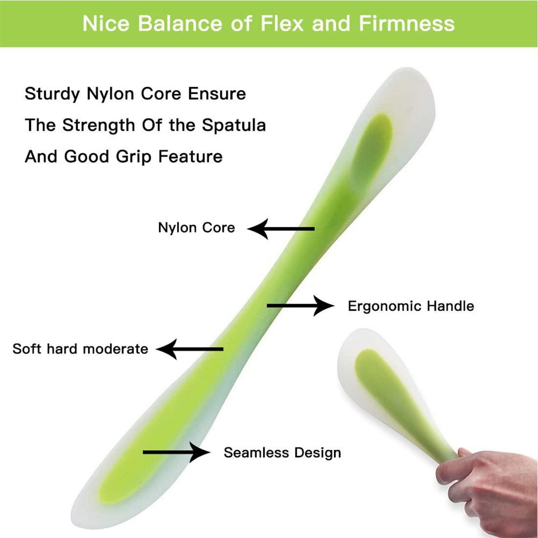 Silicone Spatulas Scraper Spoon 2-in-1Heat Resistant Kitchen Gadget for Cooking Baking Spreading Mixing Supplie Cake Tool Ideal Gift Good Grip Home Utensil for Dad Mom Kitchen Gadget Accessory (Green) - CookCave