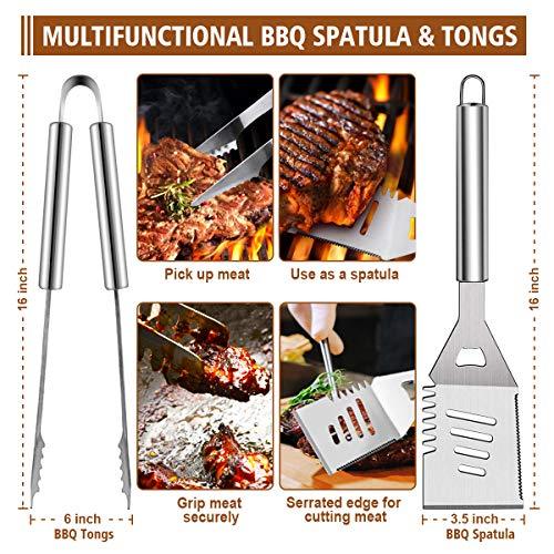 36Pcs Heavy Duty Grilling Accessories Kit, Grilling Gifts for Men Dad Birthday Gift, Stainless Steel Grill Tools Accessories with Aluminum Case for Backyard BBQ, Outdoor Camping Grill Set - CookCave