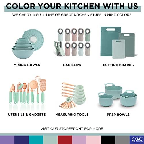 COOK WITH COLOR 12 PC Measuring Cups Set and Measuring Spoon Set, Stainless Steel Handles, Nesting Kitchen Liquid/Dry Measuring Cup Set (Mint) - CookCave