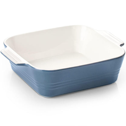 ZONESUM Baking Dish, 8x8 Lasagna Pan Deep, Ceramic Square Casserole dishes for oven, Baking Pan with Handle, for Brownie, Cake, Lasagna, Casserole, 2 Quart, Christmas Home Gift, Airy Blue - CookCave