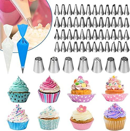 Cake Decorating Supplies 489pcs, Baking Tools Set for Cakes，Cake Turntable, Piping Icing Tips for Beginners - CookCave