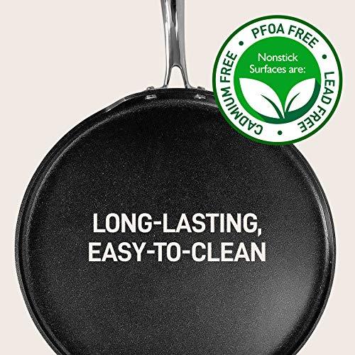 NutriChef Nonstick Stove Top Crepe Pan| Great for Pancakes, Eggs PTFE/PFOA/PFOS Free 12" Hard-Anodized Non stick Grill & Griddle Pan - Dishwasher Safe NCHAC45 - CookCave