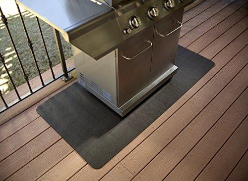 Diversitech Outdoor Gas Grill BBQ Floor Mat 48" x 30" - Absorbant Protection for Decks & Patios, Black - CookCave