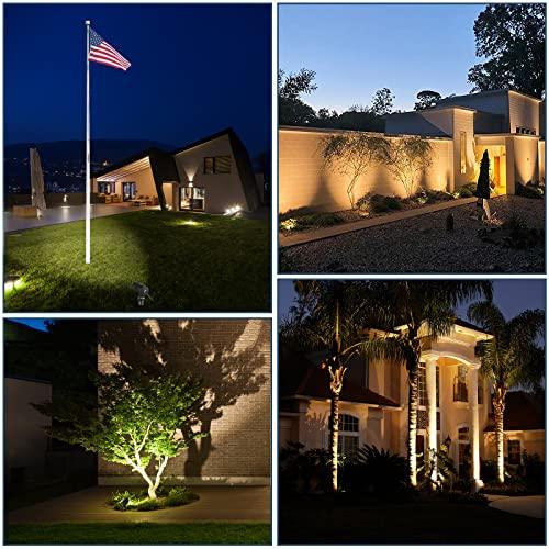 Junview 30W LED Spotlight Outdoor 120V Waterproof Spot Light 3000LM Ultra Bright Spot Lights Outdoor Warm White Landscape Lighting with 5FT Cord with Plug for Flag Pole Tree Yard Garden(2pack) - CookCave