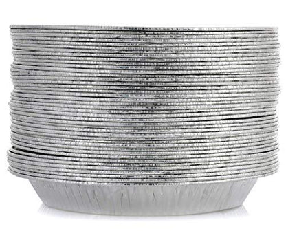 9" Pie Pans [50 Pack] - Heavy Duty Standard-Sized Disposable Aluminum Foil Pie Tins for Baking and Serving - CookCave