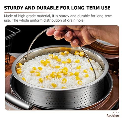 UPKOCH Kitchen Steamer Basket Stainless Steel Vegetable Steamer Basket Insert Chinese Dumpling Rice Cooker Steaming Basket with Handle for Veggie Fish Seafood Cooking 18cm Kitchen Strainer - CookCave