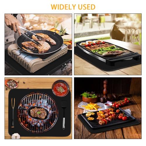 Fireproof-Grill Mats, 18"X15'' Heat Resistant Grill Mats for Outdoor Tabletop Grill, Protect Your Outdoor Grill Table and Prep Table, Waterproof & Oilproof BBQ Mat, Easy to Clean- Black (0.6mm) - CookCave