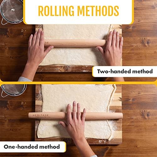 Heritage Products French Rolling Pin - Tapered Wooden Rolling Pins for Baking - Dough Roller for Fondant, Ravioli, Pastry, Pie, Bread, Dumpling - CookCave