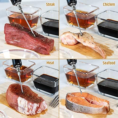 Razorri Marinade Injector Gun, Stainless Steel BBQ Meat Turkey Inject Kit, Flavor Food Syringes with Zipper Case, 2 oz Large Capacity Barrel and 4 Perforated Needles for Indoor Bake and Outdoor Grill - CookCave