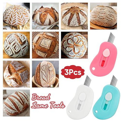 3PCS Bread Lame Dough Scoring Tool - Sourdough Lame Scoring Tool, Bread Dough Cutter Slashing Razor Tool,Slashing Tool Cutting Bread Scoring Tool for Sourdough Bread Baking - Scoring Patterns Booklet - CookCave