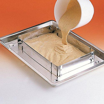 Pormasbenzer Scalable Rectangle Cake Ring, Adjustable Square Cake Ring Cake Cutter Baking Mold for Tiramisu, Mousse, Bread, Pastry Dessert, Birthday Cake, Stainless Steel - CookCave