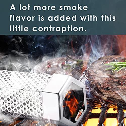 Smoke Tube - 12'' Smoke Tube for Pellet Grill 5 Hours of Billowing Smoke, Stainless Steel Pellet Smoker Tube for All Grill or Smoker, Hot or Cold Smoking - CookCave