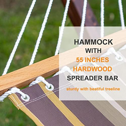 Lazy Daze Hammocks Quick Dry Hammock with Spreader Bar 2 Person Double Hammock with Chains Outdoor Outside Patio Poolside Backyard Beach 450 lbs Capacity Coffee - CookCave