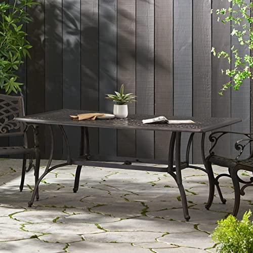 Christopher Knight Home Alfresco Outdoor Cast Aluminum Rectangular Dining Table, Bronze - CookCave