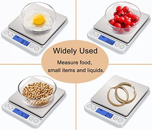 Food Scale Digital Kitchen Scale for Food Ounces and Grams, Small Electronic Pocket Scale for Weight Loss, Baking, Cooking, Coffee, Jewelry, 6.6lb/3kg, 0.01oz/0.1g Precision (Batteries, 2 Trays) - CookCave