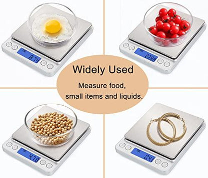 Food Scale Digital Kitchen Scale for Food Ounces and Grams, Small Electronic Pocket Scale for Weight Loss, Baking, Cooking, Coffee, Jewelry, 6.6lb/3kg, 0.01oz/0.1g Precision (Batteries, 2 Trays) - CookCave