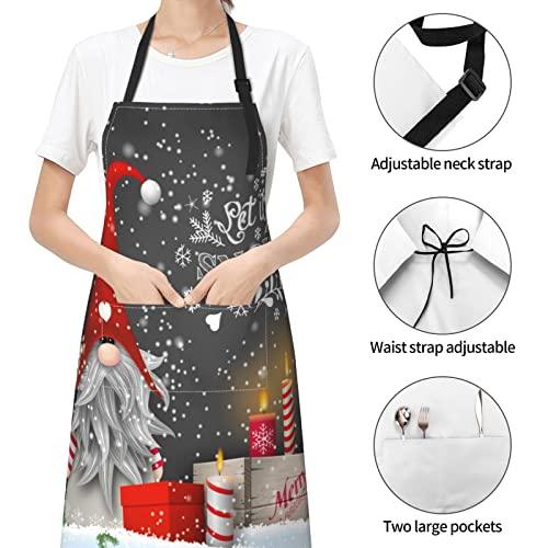 Deaowangluo Adult Size Adjustable Bib Merry Christmas Gnome Xmas Gifts Apron With Tool Pockets For Gifts - CookCave