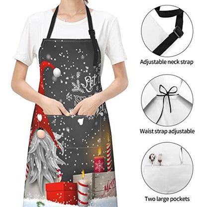 Deaowangluo Adult Size Adjustable Bib Merry Christmas Gnome Xmas Gifts Apron With Tool Pockets For Gifts - CookCave