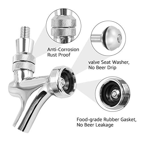 Hgkeke Beer Faucet Beer Tap for Kegs Kegerator Draft Beer Tower, Classic & Standard American Beer Faucet with Beer Tap Plug (Stainless Steel Core & Brass Body) - CookCave