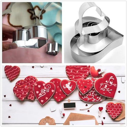 5PCS Large Heart Cookie Cutter 5" 3.78" 3.1" 2.35" 1.61" Heart Cookies Molds Stainless Steel Cutter Set for Mother's Day, Father's Day, Valentine's Day - CookCave