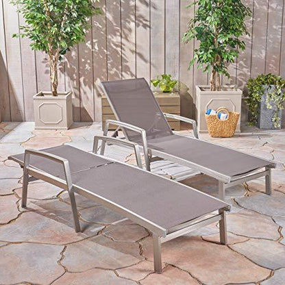 Christopher Knight Home Joy Outdoor Mesh and Aluminum Chaise Lounge (Set of 2), Gray - CookCave