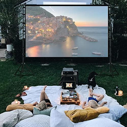 Projector Screen and Stand,Towond 150 inch Indoor Outdoor Projection Screen, Portable 16:9 4K HD Rear Front Movie Screen with Carry Bag Wrinkle-Free Design for Home Theater Backyard Cinema - CookCave