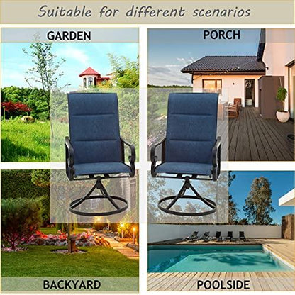 LOKATSE HOME Metal Swivel Outdoor Patio Dining Textilene Chair Bistro Set of 6, Blue - CookCave