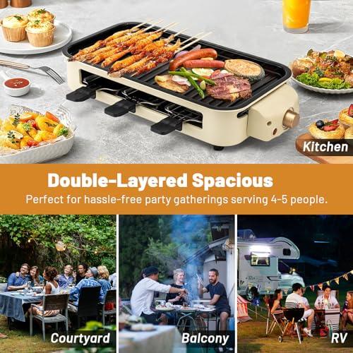 SUEWRITE Indoor Grills Electric Smokeless, Indoor Grills for Kitchen with Non-Stick Cooking Removable Plate, Portable Korean BBQ Grill with Removable Temperature Control, Dishwasher Safe, 1500W - CookCave