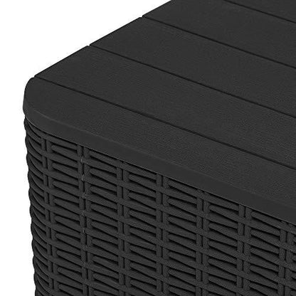 YITAHOME Outdoor Coffee Table with Extra Storage 11.5 Gallon Resin Rattan Side Table for Patio Decor,Cushions(Black) - CookCave