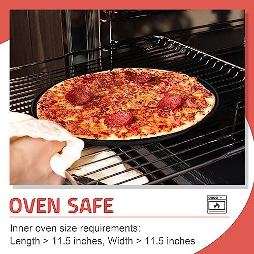 P&P CHEF 10 Inch Pizza Pan, Non-Stick Pizza Tray, Round Baking Pan for Oven, Healthy Bakeware and Serving Plate, Stainless Steel Core & Reusable, Oven Safe & Easy Clean, Black - CookCave