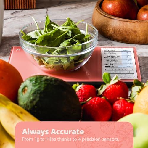 Greater Goods Nutrition Scale, Food Grade Glass, Calorie Counting Scale, Meal Prep Scale, and Weight Loss Scale, Designed in St. Louis, Pink - CookCave