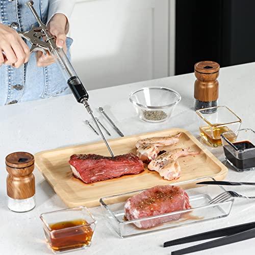 Razorri Marinade Injector Gun, Stainless Steel BBQ Meat Turkey Inject Kit, Flavor Food Syringes with Zipper Case, 2 oz Large Capacity Barrel and 4 Perforated Needles for Indoor Bake and Outdoor Grill - CookCave