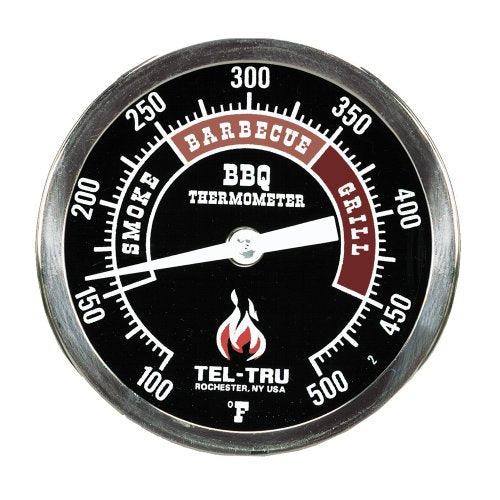 Tel-Tru BQ300 Barbecue Thermometer, 3 inch Black dial with Zones, 4 inch stem, 100/500 Degrees F - CookCave