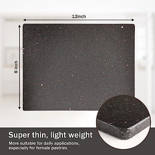 gulploug Natural Granite Marble Cutting Board and Cheese Board for Kitchen - Midnight Black Stone Tray for Serving, Baking, Pastry, Dough, Charcuterie, and Candy - 8x12 Size - CookCave