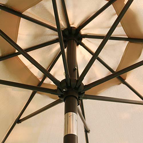 Sunnyglade 9Ft Patio Umbrella Outdoor Table Umbrella with 8 Sturdy Ribs (Tan) - CookCave