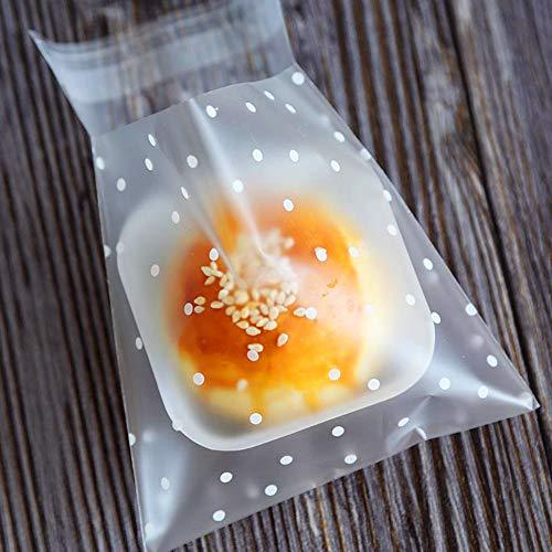 200 Pack DIY Self Adhesive Plastic Transparent Candy Cookie Gift Bag, 4" x 4" Reclosable White Polka Dot Self Sealing Packaging Bags, Chocolate Small Treat Party Birthday Wedding Halloween Christmas - CookCave