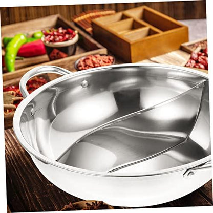 SHOWERORO Mandarin Pot Stew Pot Divided Pot for Cooking Chinese Hot Pot Shabu Pot with Divider Soup Cooking Pan Ramen Camping Skillet Kitchen Hot Pot Stainless Steel Induction Steamer - CookCave