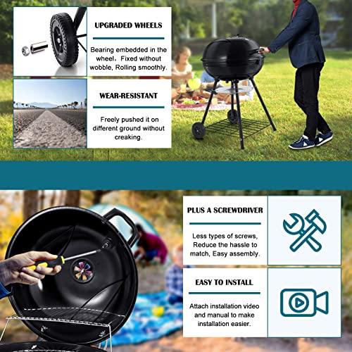 Joyfair 22-inch Kettle Charcoal Grill with Thermometer, 2 Layer Racks Barbecue Grill for Outdoor Camping Backyard Party BBQ Cooking, Premium Material & Heavy Duty, Extra Thick Steel & Enamel Coated - CookCave