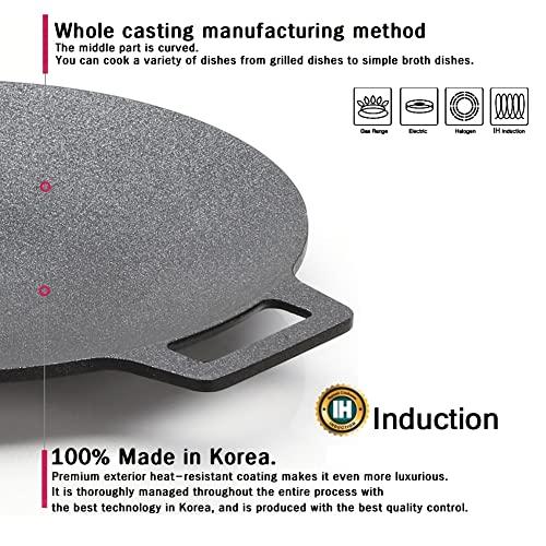 SCSP - Korean BBQ Grill IH Induction Circular size 13 inches [Made In Korea] Non-stick Grill/Natural Material 6 Layer Coating/[Bag included] Can be used for both home and outdoor stoves - CookCave