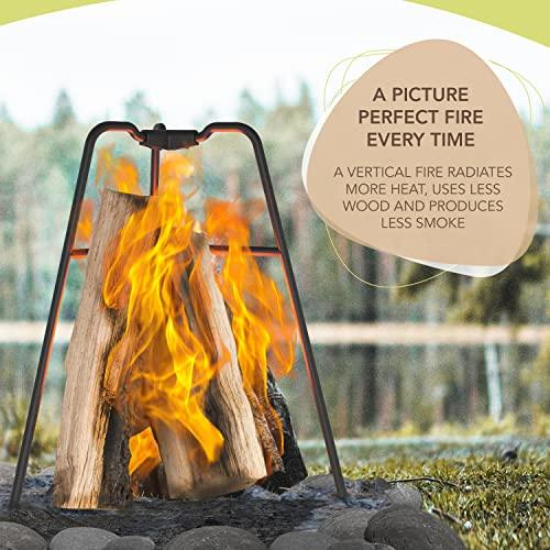 KABIN Flame Frame - Create a Long Lasting Small Fire Pit Every Time - Optimal Burning - Firepit Top Section to Hold Cookware - Coated Steel Outdoor Fire Pits for Outside - CookCave