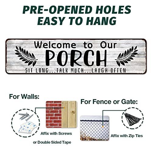 CIVOTIL Welcome to Our Porch Sign, Aluminum Metal Wall Sign for Home, Bar, Farmhouse, 4"x16" Use Outdoor/Indoor - CookCave