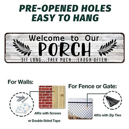 CIVOTIL Welcome to Our Porch Sign, Aluminum Metal Wall Sign for Home, Bar, Farmhouse, 4"x16" Use Outdoor/Indoor - CookCave