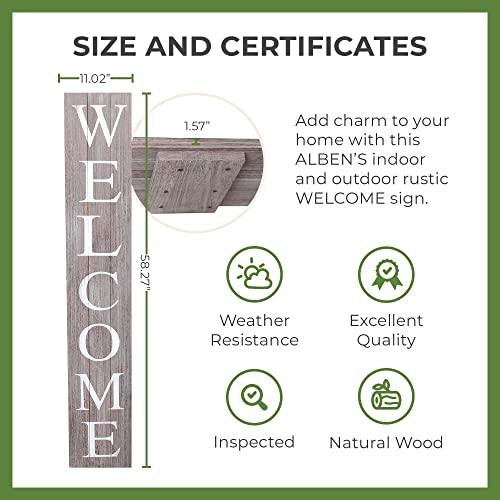 ALBEN Welcome Sign for Front Door Porch – 5 Feet Tall, Vertical Wooden Outdoor and Indoor Welcome Home Decor Sign Wall Decorations (Grey) - CookCave