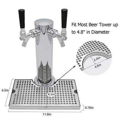 Barworks Kegerator Beer Drip Trays, Stainless Steel Keg Drip Tray with Non-Slip Rubber Pad, Premium Metal Beer Tower Drip Pan for Home Bar Mini Fridge Without Drain - CookCave