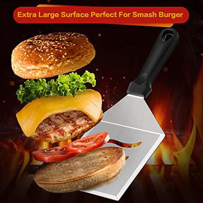 Leonyo Smash Burger Spatula, 5 Inch Wide Metal Spatula, Large Perforated Grill Spatula Stainless Steel Hamburger Turner Pancake Flipper, Griddle Accessories for Outdoor BBQ Flat Top Teppanyaki - CookCave