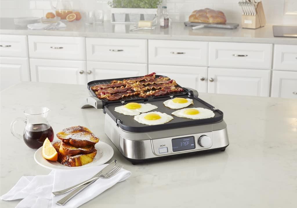 Cuisinart GR-5BP1 Electric Griddler FIVE, Enjoy 5-in-1 Functions, LCD Display, Wide Temperature Range and Sear Function, Stainless Steel - CookCave