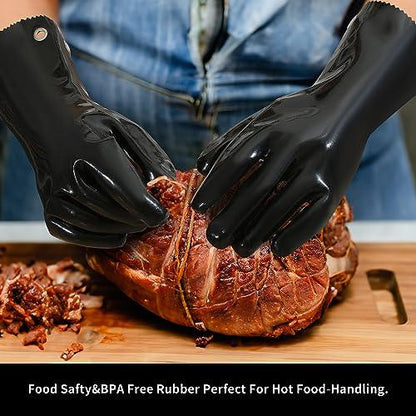 GAGAQI Insulated BBQ Gloves Heat Resistant/Flexible/No Stiff/Easy to Grip/No Smell/Food Grade，for Grill/Smoker/Cooking/Pit/Barbecue,Waterproof Grilling Gloves,Meat Gloves,Smoker Accessories - CookCave