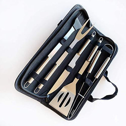 LLRY BBQ Grilling Tools Set - Stainless Steel Grilling Accessories with Free Portable Bag. (5PCS) - CookCave