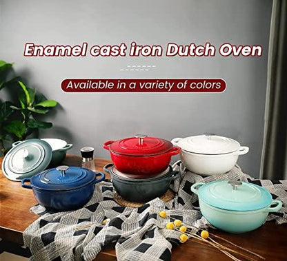 EDGING CASTING Enameled Cast Iron Dutch Oven Pot with Lid for Bread Barking, Enameled Bread Ovens, Suitable For Variety Stovetops, 5 Quart, White - CookCave